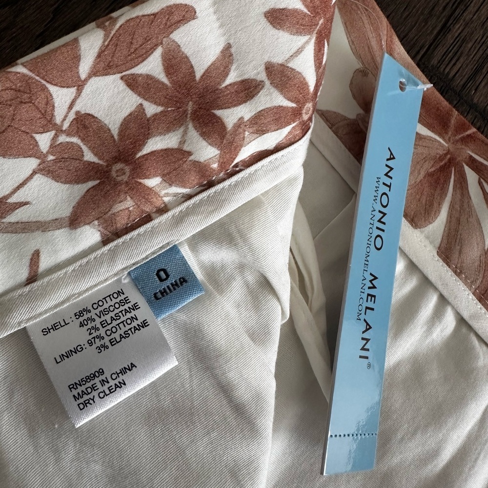 ANTONIO MELANI Cream & Brown Floral High-Low Skirt - Picture 5 of 6